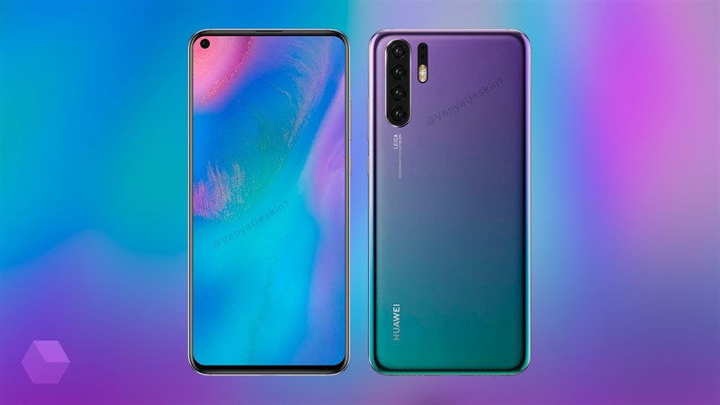 Huawei P30 cũng đi theo xu hướng màn hình nốt ruồi ấn tượng cùng 4 camera mặt sau