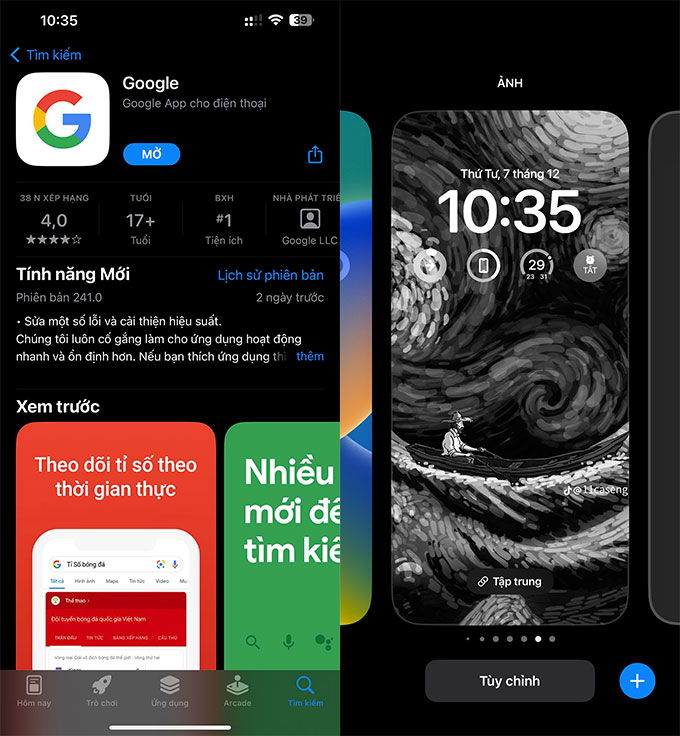 Cách thêm Google Lens thuận tiện dành cho iPhone đã nâng cấp iOS 16 bước 1