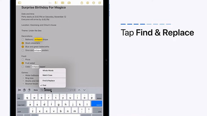 Cách tìm và thay thế lỗi văn bản siêu nhanh và hiệu quả trên iPad: bước ba