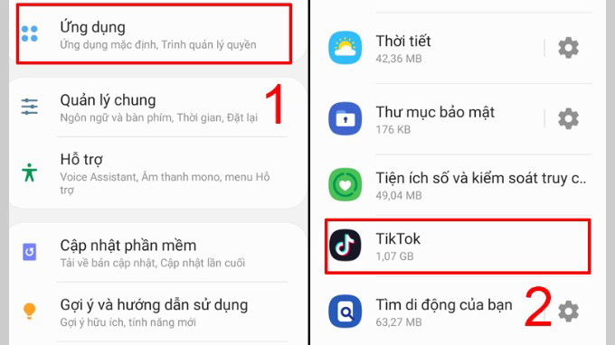 Bước 1 xóa ứng dụng 