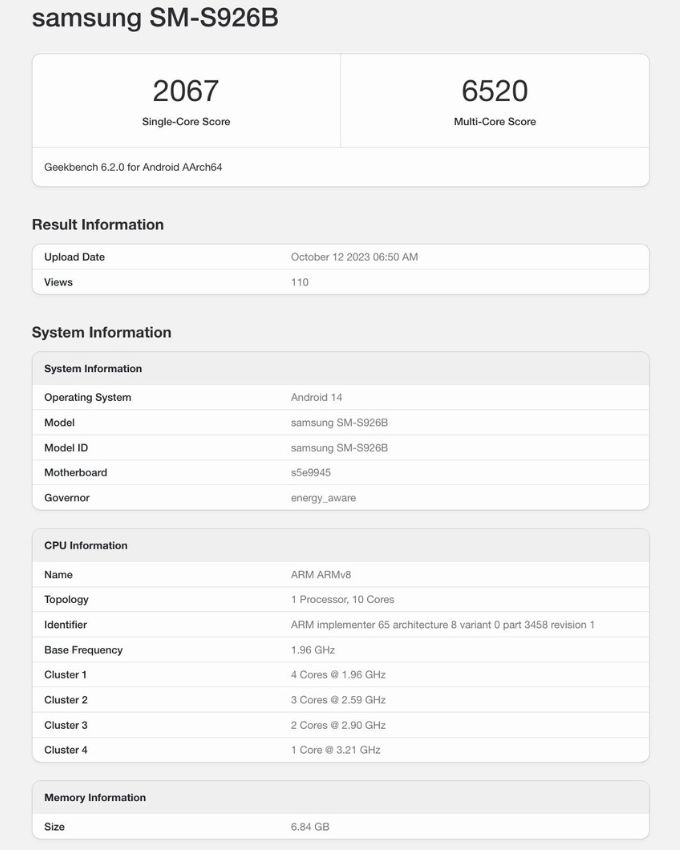 Điểm Geekbench của Exynos 2400