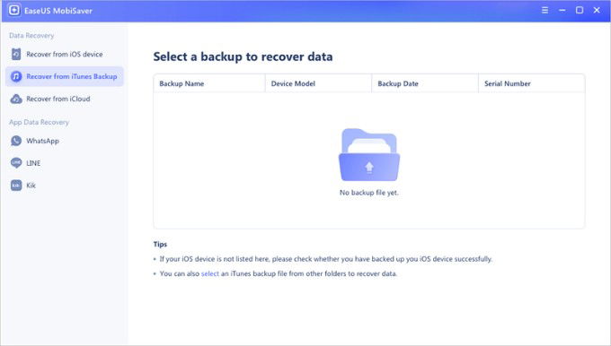  Khôi phục ảnh bản sao lưu iTunes qua phần mềm EaseUS MobiSaver