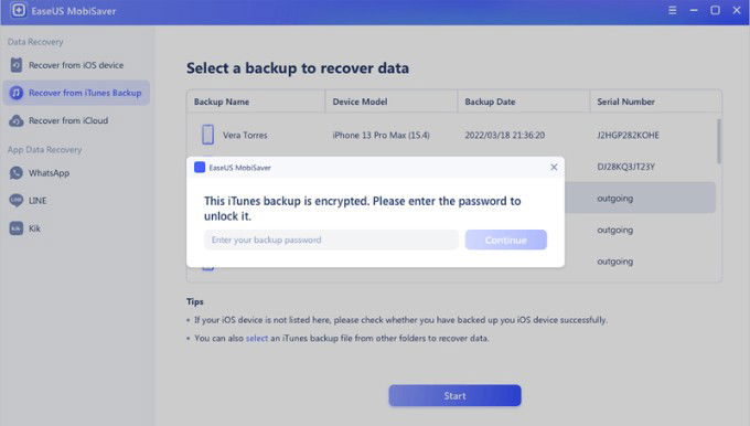  Khôi phục ảnh bản sao lưu iTunes qua phần mềm EaseUS MobiSaver