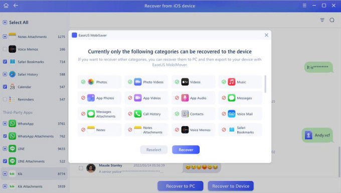  Khôi phục ảnh bản sao lưu iTunes qua phần mềm EaseUS MobiSaver