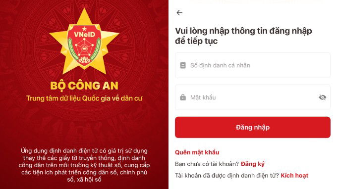 Mật khẩu và passcode trên VNeID