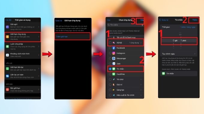 Cách khóa tin nhắn trên iPhone bước 2 và 3