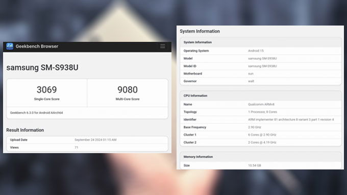 Galaxy S25 ultra trên Greekbench