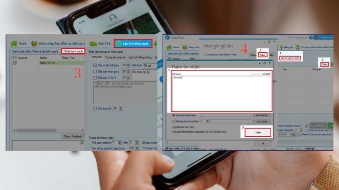 hẹn giờ gửi tin nhắn Zalo bằng Zaloplus bước 3-4