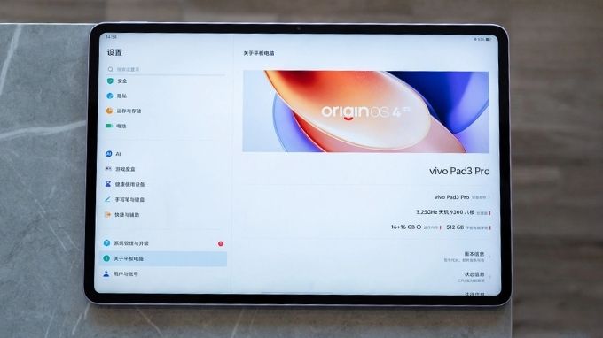 hiệu năng của Vivo Pad 3 Pro 256GB