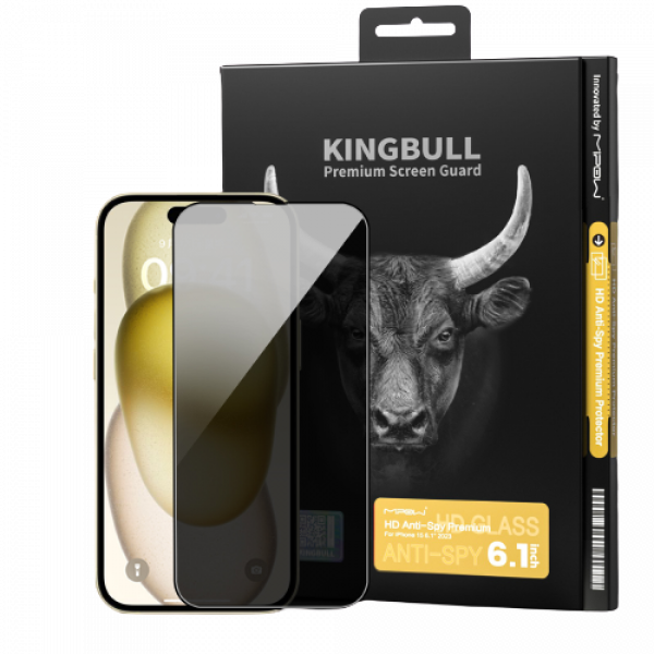 Kính cường lực chống nhìn trộm Mipow Kingbull Anti-Spy HD Premium iPhone 15